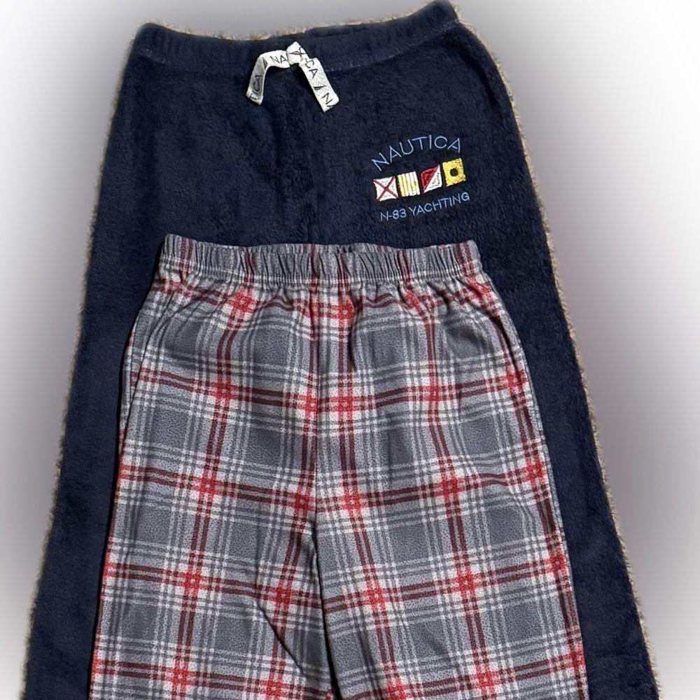 Boys Pajama Bottoms Bundle Lot of 2 Nautica Navy Gray Red Plaid Size L 10-12
